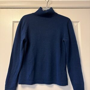 Garnet Hill Navy Blue Cashmere Turtleneck Sweater
